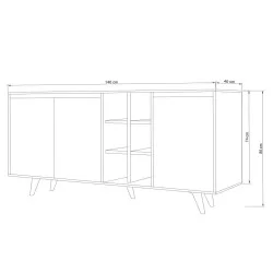 ΜΠΟΥΦΕΣ ΜΕΛΑΜΙΝΗΣ BRIAR ΚΑΡΥΔΙ ΜΕ ΛΕΥΚΕΣ ΠΟΡΤΕΣ 140x40x86Yεκ.HM9432.02