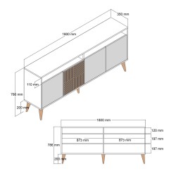 ΜΠΟΥΦΕΣ ΜΕΛΑΜΙΝΗΣ ΚΑΡΥΔΙ ΜΕ ΟΨΗ ΜΑΥΡΟΥ ΜΑΡΜΑΡΟΥ HM9433.03  180x35x78Υ εκ.
