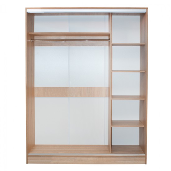 ΝΤΟΥΛΑΠΑ 2ΦΥΛΛΗ 180X60X210Υεκ. ΣΥΡΟΜΕΝΗ ΜΕ ΚΑΘΡΕΠΤΗ SONAMA OAK HM2437