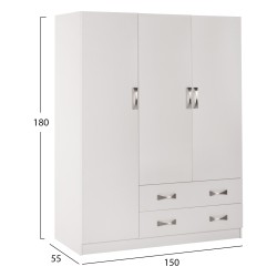 ΝΤΟΥΛΑΠΑ 3ΦΥΛΛΗ CARLY HM384.05 ΜΕ ΔΥΟ ΣΥΡΤΑΡΙΑ ΛΕΥΚΗ 150X55Χ180Υεκ. ΝΤΟΥΛΑΠΑ 3ΦΥΛΛΗ CARLY HM384.05 ΜΕ ΔΥΟ ΣΥΡΤΑΡΙΑ ΛΕΥΚΗ 150X55Χ180Υεκ.