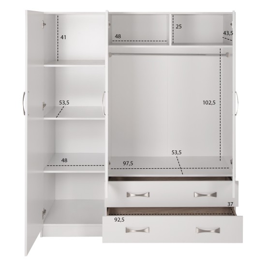 ΝΤΟΥΛΑΠΑ 3ΦΥΛΛΗ CARLY HM384.05 ΜΕ ΔΥΟ ΣΥΡΤΑΡΙΑ ΛΕΥΚΗ 150X55Χ180Υεκ. ΝΤΟΥΛΑΠΑ 3ΦΥΛΛΗ CARLY HM384.05 ΜΕ ΔΥΟ ΣΥΡΤΑΡΙΑ ΛΕΥΚΗ 150X55Χ180Υεκ.