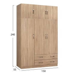 ΝΤΟΥΛΑΠΑ 3ΦΥΛΛΗ ΜΕ ΠΑΤΑΡΙ CARLY HM10891.02 ΜΕΛΑΜΙΝΗ ΣΕ SONAMA 150X55Χ240Υεκ.