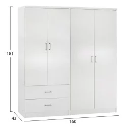 ΝΤΟΥΛΑΠΑ 4-ΦΥΛΛΗ ΜΕ 2 ΣΥΡΤΑΡΙΑ JENNA HM11351.05 ΜΕΛΑΜΙΝΗ ΣΕ ΛΕΥΚΟ 160x43x181Υ
