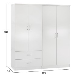 ΝΤΟΥΛΑΠΑ 4-ΦΥΛΛΗ ΜΕ 2 ΣΥΡΤΑΡΙΑ JENNA HM11351.05 ΜΕΛΑΜΙΝΗ ΣΕ ΛΕΥΚΟ 160x43x181Υ