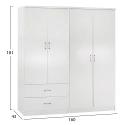 ΝΤΟΥΛΑΠΑ 4-ΦΥΛΛΗ ΜΕ 2 ΣΥΡΤΑΡΙΑ JENNA HM11351.05 ΜΕΛΑΜΙΝΗ ΣΕ ΛΕΥΚΟ 160x43x181Υ