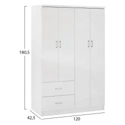 ΝΤΟΥΛΑΠΑ 4ΦΥΛΛΗ ME 2 ΣΥΡΤΑΡΙΑ BLAKELY HM339.05 ΛΕΥΚΗ 120Χ42,5Χ180,5 εκ.