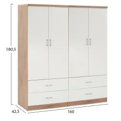 ΝΤΟΥΛΑΠΑ 4ΦΥΛΛΗ REINA ME 4 ΣΥΡΤΑΡΙΑ HM21257 ΜΕΛΑΜΙΝΗ ΛΕΥΚΟ-ΣΟΝΑΜΑ 160x42,5x180,5Υεκ