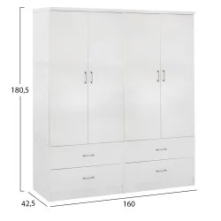 ΝΤΟΥΛΑΠΑ 4ΦΥΛΛΗ REINA ME 4 ΣΥΡΤΑΡΙΑ HM21258 ΜΕΛΑΜΙΝΗ ΣΕ ΛΕΥΚΟ 160x42,5x180,5Υεκ