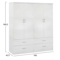 ΝΤΟΥΛΑΠΑ 4ΦΥΛΛΗ REINA ME 4 ΣΥΡΤΑΡΙΑ HM21258 ΜΕΛΑΜΙΝΗ ΣΕ ΛΕΥΚΟ 160x42,5x180,5Υεκ