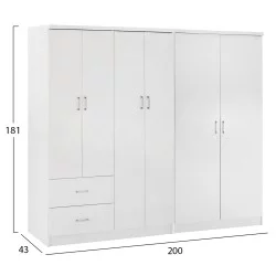 ΝΤΟΥΛΑΠΑ 6ΦΥΛΛΗ BLAKELY HM21235.05 ΜΕΛΑΜΙΝΗ ΧΡΩΜΑ ΛΕΥΚΟ 201x43x181Υεκ