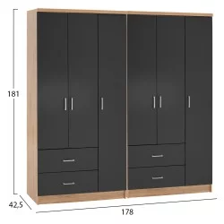 ΝΤΟΥΛΑΠΑ 6ΦΥΛΛΗ CAESAR HM21236.01 ΜΕΛΑΜΙΝΗ SONAMA & ΣΚΟΥΡΟ ΓΚΡΙ 180x42,5Χ181Υεκ.