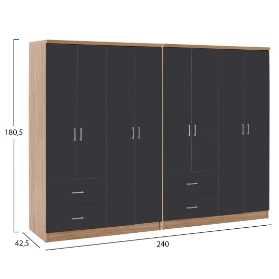 ΝΤΟΥΛΑΠΑ 8ΦΥΛΛΗ BRIANA HM21237.01 ΜΕΛΑΜΙΝΗ SONAMA & ΣΚΟΥΡΟ ΓΚΡΙ 241x42,5Χ180,5Υεκ.
