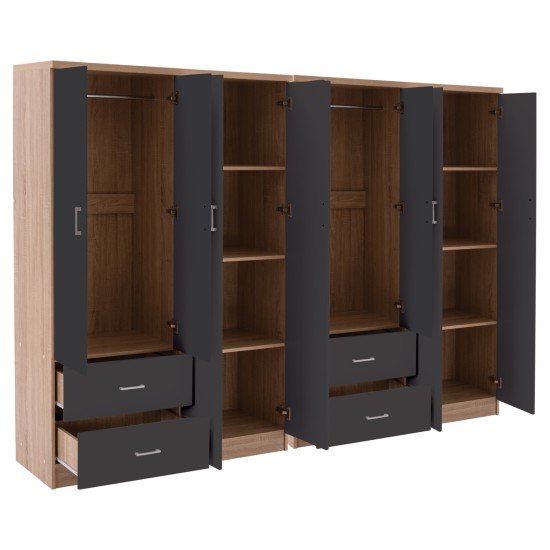 ΝΤΟΥΛΑΠΑ 8ΦΥΛΛΗ BRIANA HM21237.01 ΜΕΛΑΜΙΝΗ SONAMA & ΣΚΟΥΡΟ ΓΚΡΙ 241x42,5Χ180,5Υεκ.