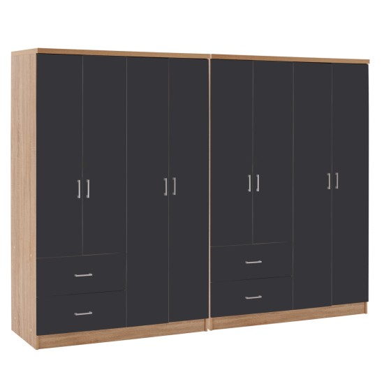 ΝΤΟΥΛΑΠΑ 8ΦΥΛΛΗ BRIANA HM21237.01 ΜΕΛΑΜΙΝΗ SONAMA & ΣΚΟΥΡΟ ΓΚΡΙ 241x42,5Χ180,5Υεκ.