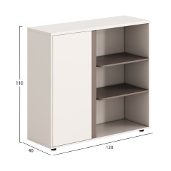 ΝΤΟΥΛΑΠΙ/ΒΙΒΛΙΟΘΗΚΗ NEWLINE HM18282 ΜΕΛΑΜΙΝΗ ΛΕΥΚΗ & ΑΝΟΙΧΤΟ ΚΑΦΕ 120x40x110Υεκ.