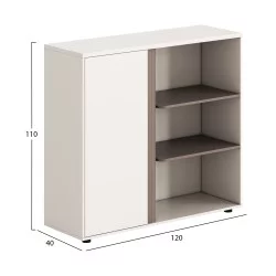 ΝΤΟΥΛΑΠΙ/ΒΙΒΛΙΟΘΗΚΗ NEWLINE HM18282 ΜΕΛΑΜΙΝΗ ΛΕΥΚΗ & ΑΝΟΙΧΤΟ ΚΑΦΕ 120x40x110Υεκ.