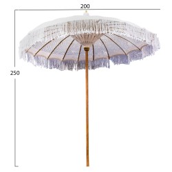 ΟΜΠΡΕΛΑ ΜΠΑΛΙΝΕΖΙΚΗ ΜΑΚΡΑΜΕ ΜΠΕΖ ΞΥΛO TEAK Φ200X250εκ. HM6035.91