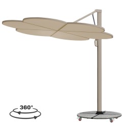 ΟΜΠΡΕΛΑ ΜΕ ΒΑΣΗ ΣΕΙΡΑ CANNOPY (flower) HM21286.01 ΑΛΟΥΜΙΝΙΟ-ΓΡΑΝΙΤΗΣ-ΜΟΛΥΒΙ ΧΡΩΜΑ 2,38x2,2μ