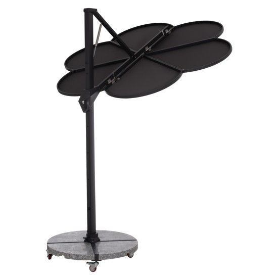 ΟΜΠΡΕΛΑ ΜΕ ΒΑΣΗ ΣΕΙΡΑ CANNOPY (flower) HM21286.01 ΑΛΟΥΜΙΝΙΟ-ΓΡΑΝΙΤΗΣ-ΜΟΛΥΒΙ ΧΡΩΜΑ 2,38x2,2μ