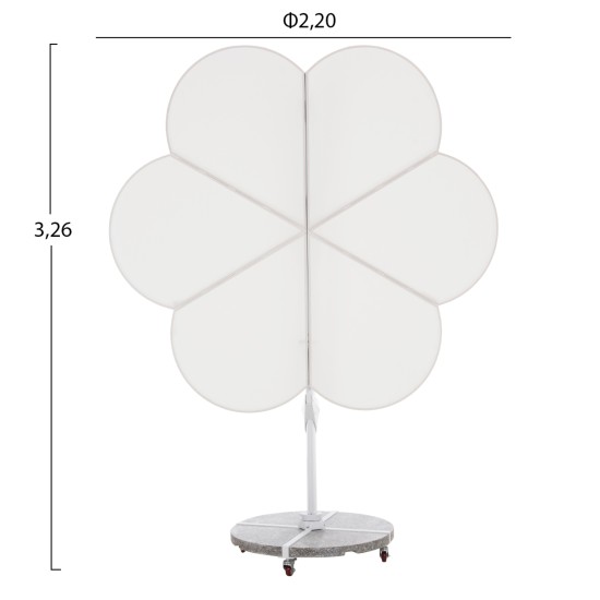 ΟΜΠΡΕΛΑ ΜΕ ΒΑΣΗ ΣΕΙΡΑ CANNOPY (flower) HM21286.02 ΑΛΟΥΜΙΝΙΟ-ΓΡΑΝΙΤΗΣ-ΛΕΥΚΟ 2,38x2,2μ