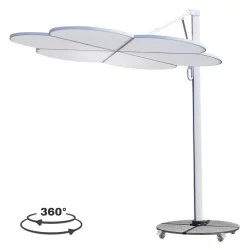 ΟΜΠΡΕΛΑ ΜΕ ΒΑΣΗ ΣΕΙΡΑ CANNOPY (flower) HM21286.02 ΑΛΟΥΜΙΝΙΟ-ΓΡΑΝΙΤΗΣ-ΛΕΥΚΟ 2,38x2,2μ