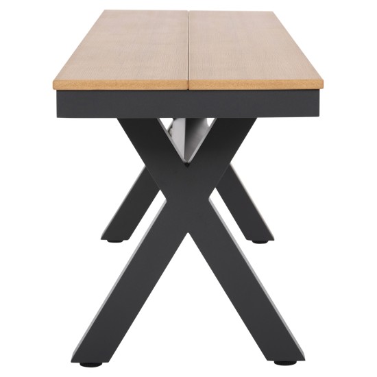 ΠΑΓΚΑΚΙ ΑΛΟΥΜΙΝΙΟΥ TAWNEE HM6038.01 ΑΝΘΡΑΚΙ ΜΕ POLYWOOD ΚΑΘΙΣΜΑ ΣΕ ΦΥΣΙΚΟ ΧΡΩΜΑ 150x36x45Υεκ.