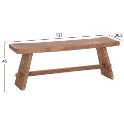 ΠΑΓΚΑΚΙ ΕΞ.ΧΩΡΟΥ 2-ΘΕΣΙΟ KONNY HM18450 ΞΥΛΟ SUAR ΣΕ ΦΥΣΙΚΟ 121x30.5x45Υεκ.