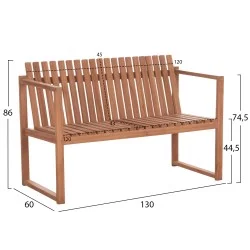 ΠΑΓΚΑΚΙ ΚΗΠΟΥ 2ΘΕΣΙΟ VED HM18124 ΞΥΛΟ TEAK--ΦΥΣΙΚΟ ΧΡΩΜΑ 130x60x86Υεκ.