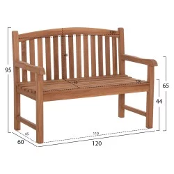 ΠΑΓΚΑΚΙ ΚΗΠΟΥ 2ΘΕΣΙΟ ELENA HM6651 ΞΥΛΟ TEAK--ΦΥΣΙΚΟ 120x60x95Υεκ.