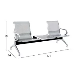 ΠΑΓΚΑΚΙ Τ.ΑΕΡΟΔΡΟΜΙΟΥ 2ΘΕΣΙΟ+ΤΡΑΠΕΖΙ AVIATOR HM18402 ΜΕΤΑΛΛΟ MESH ΓΚΡΙ 171x64x76Υεκ