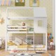 ΠΑΙΔΙΚΗ ΚΟΥΚΕΤΑ ΣΠΙΤΑΚΙ  τ.MONTESSORI HOOD HM705.03 ΞΥΛΟ ΠΕΥΚΟΥ ΣΕ ΛΕΥΚΟ-ΣΤΡΩΜΑΤΑ 190x90εκ