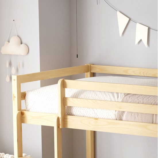 ΠΑΙΔΙΚΗ ΚΟΥΚΕΤΑ τ.MONTESSORI ΜΕ ΠΑΡΚΑΚΙ PLAYKID HM703.01 ΞΥΛΟ ΠΕΥΚΟΥ ΦΥΣΙΚΟ ΓΙΑ 190x90εκ