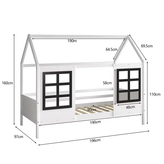 ΠΑΙΔΙΚΟ ΚΡΕΒΑΤΙ τ.MONTESSORI DOMER HM742.01 ΞΥΛΟ ΠΕΥΚΟΥ ΛΕΥΚΟ--ΓΙΑ 90x190εκ