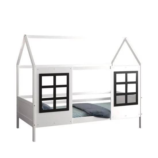 ΠΑΙΔΙΚΟ ΚΡΕΒΑΤΙ τ.MONTESSORI DOMER HM742.01 ΞΥΛΟ ΠΕΥΚΟΥ ΛΕΥΚΟ--ΓΙΑ 90x190εκ