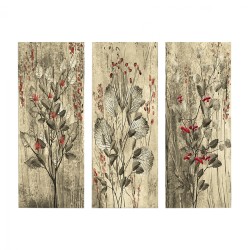 ΠΙΝΑΚΑΣ ΤΡΙΠΤΥΧΟ MDF RED FLOWERS AND BERRIES HM7204.01 60x50x0,3 εκ.