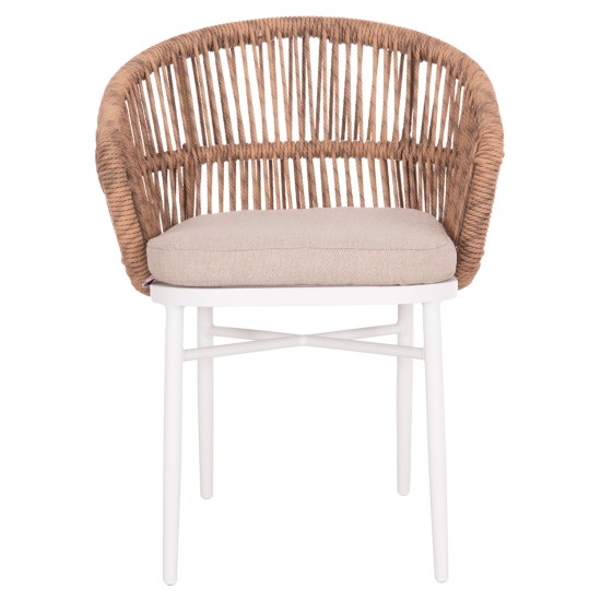 ΠΟΛΥΘΡΟΝΑ ΑΛΟΥΜΙΝΙΟΥ ORIN HM6265.02 ΛΕΥΚΗ-P.E.RATTAN ΦΥΣΙΚΟ-ΜΠΕΖ ΜΑΞΙΛΑΡΙΑ 58x61x75Υ