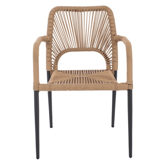 ΠΟΛΥΘΡΟΝΑ ΑΛΟΥΜΙΝΙΟΥ NOJO HM5771.02 ΓΚΡΙ ΜΕ P.E.TWIST RATTAN ΜΠΕΖ 55x63x82Y εκ.