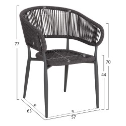 ΠΟΛΥΘΡΟΝΑ ΑΛΟΥΜΙΝΙΟΥ EULO HM5783.21 ΓΚΡΙ-ΤWISTED RATTAN ΓΚΡΙ 57x63x77Υεκ.