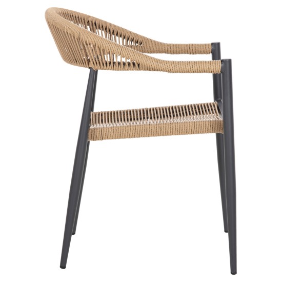 ΠΟΛΥΘΡΟΝΑ ΑΛΟΥΜΙΝΙΟΥ GRET HM5854.02 ΑΝΘΡΑΚΙ PΕ RATTAN ΜΠΕΖ 56x55,5x78Υ εκ.