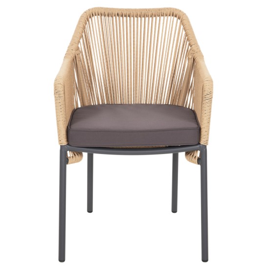 ΠΟΛΥΘΡΟΝΑ ΑΛΟΥΜΙΝΙΟΥ LOKKI HM5855.02 ΑΝΘΡΑΚΙ ΜΕ ΣΧΟΙΝΙ WICKER PE 56x66x82Υ εκ.