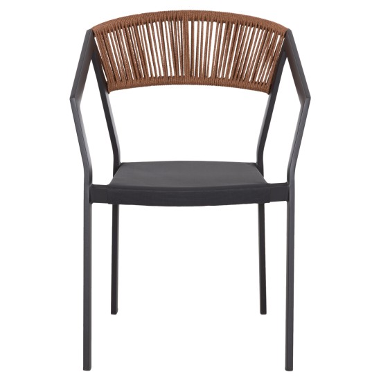 ΠΟΛΥΘΡΟΝΑ ΑΛΟΥΜΙΝΙΟΥ HM5891.01 ΑΝΘΡΑΚΙ ΣΚΕΛΕΤΟΣ&TEXTLINE-ΜΠΕΖ RATTAN 56,5x58x79Υ εκ.