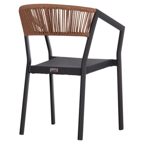 ΠΟΛΥΘΡΟΝΑ ΑΛΟΥΜΙΝΙΟΥ HM5891.01 ΑΝΘΡΑΚΙ ΣΚΕΛΕΤΟΣ&TEXTLINE-ΜΠΕΖ RATTAN 56,5x58x79Υ εκ.