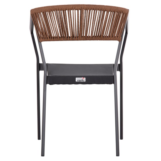 ΠΟΛΥΘΡΟΝΑ ΑΛΟΥΜΙΝΙΟΥ HM5891.01 ΑΝΘΡΑΚΙ ΣΚΕΛΕΤΟΣ&TEXTLINE-ΜΠΕΖ RATTAN 56,5x58x79Υ εκ.