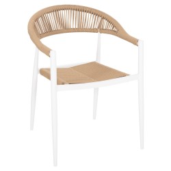 ΠΟΛΥΘΡΟΝΑ ΑΛΟΥΜΙΝΙΟΥ GRET HM5854.01 ΛΕΥΚΗ PE RATTAN ΜΠΕΖ 56x55,5x78Υεκ.