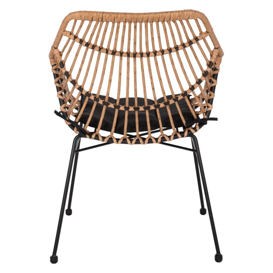 ΠΟΛΥΘΡΟΝΑ ΕΠΑΓΓΕΛΜΑΤΙΚΗ ΜΑΥΡΟ ΜΕΤΑΛΛΟ RATTAN ΜΠΕΖ & ΜΑΞΙΛΑΡΙ HM5864.01 58,5x60,5x80 εκ.