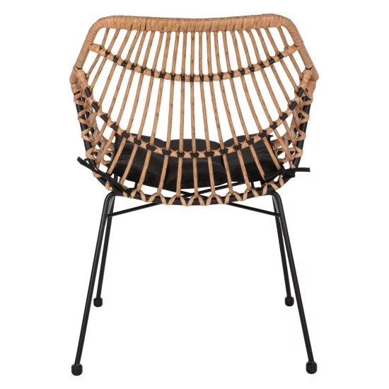 ΠΟΛΥΘΡΟΝΑ ΕΠΑΓΓΕΛΜΑΤΙΚΗ ΜΑΥΡΟ ΜΕΤΑΛΛΟ RATTAN ΜΠΕΖ & ΜΑΞΙΛΑΡΙ HM5864.01 58,5x60,5x80 εκ.