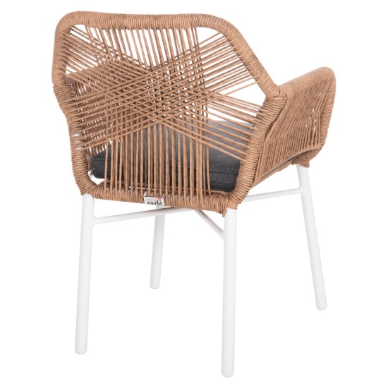 ΠΟΛΥΘΡΟΝΑ TOPIN HM6048.01 ΑΛΟΥΜΙΝΙΟ ΛΕΥΚΟ-P.E. RATTAN ΑΝΟΙΧΤΟ ΚΑΦΕ-ΜΑΞΙΛΑΡΙ ΓΚΡΙ 58x60x83Υ εκ