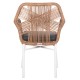 ΠΟΛΥΘΡΟΝΑ TOPIN HM6048.01 ΑΛΟΥΜΙΝΙΟ ΛΕΥΚΟ-P.E. RATTAN ΑΝΟΙΧΤΟ ΚΑΦΕ-ΜΑΞΙΛΑΡΙ ΓΚΡΙ 58x60x83Υ εκ