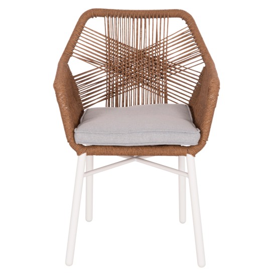 ΠΟΛΥΘΡΟΝΑ TOPIN HM6048.11 ΑΛΟΥΜΙΝΙΟ ΛΕΥΚΟ-P.E. RATTAN ΜΠΕΖ 59x63x81Υεκ