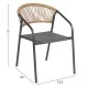ΠΟΛΥΘΡΟΝΑ HOMAN HM6430.01 ΓΚΡΙ ΜΕΤΑΛΛΟ & TEXTILENE--ΜΠΕΖ P.E.RATTAN 53x58x75Υεκ